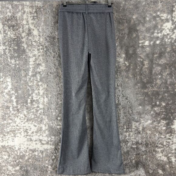So Womens Size S Houndstooth Tie Front Black White Pants Casual Stretch - Picture 3 of 11